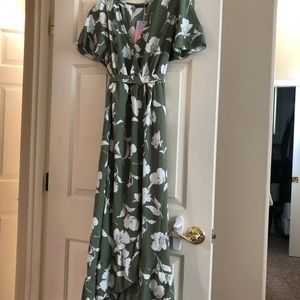 BloomChic faux wrap sage dress. NWT